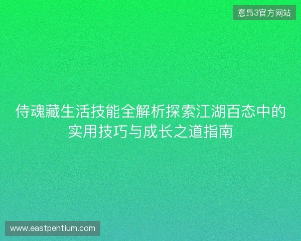 侍魂藏生活技能全解析探索江湖百态中的实用技巧与成长之道指南